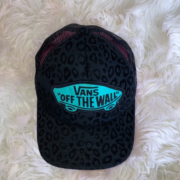 VANS Black Leopard Turquoise Snapback Trucker Hat - Picture 8 of 11